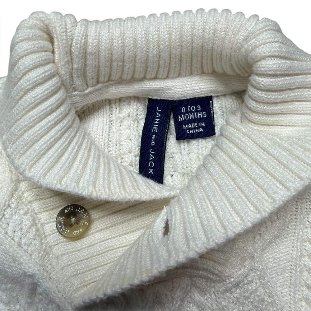Janie and Jack Cream Cable Knit Baby Onesie Size 0 - 3 Months - Picture 6 of 6